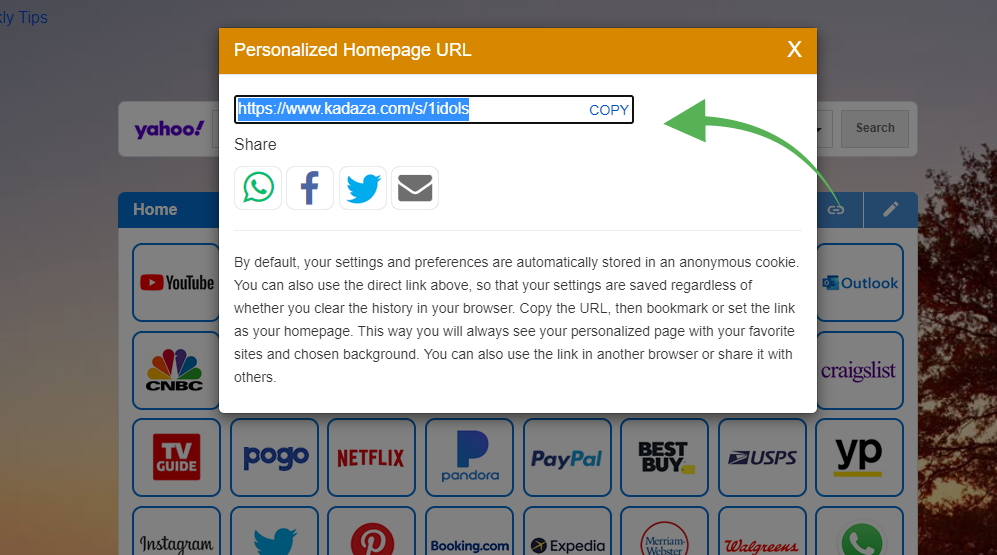 How to save your personalized Kadaza homepage