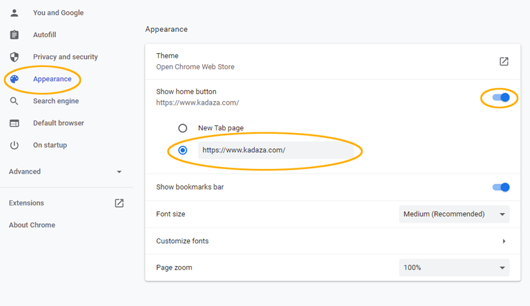 Set Chrome homepage